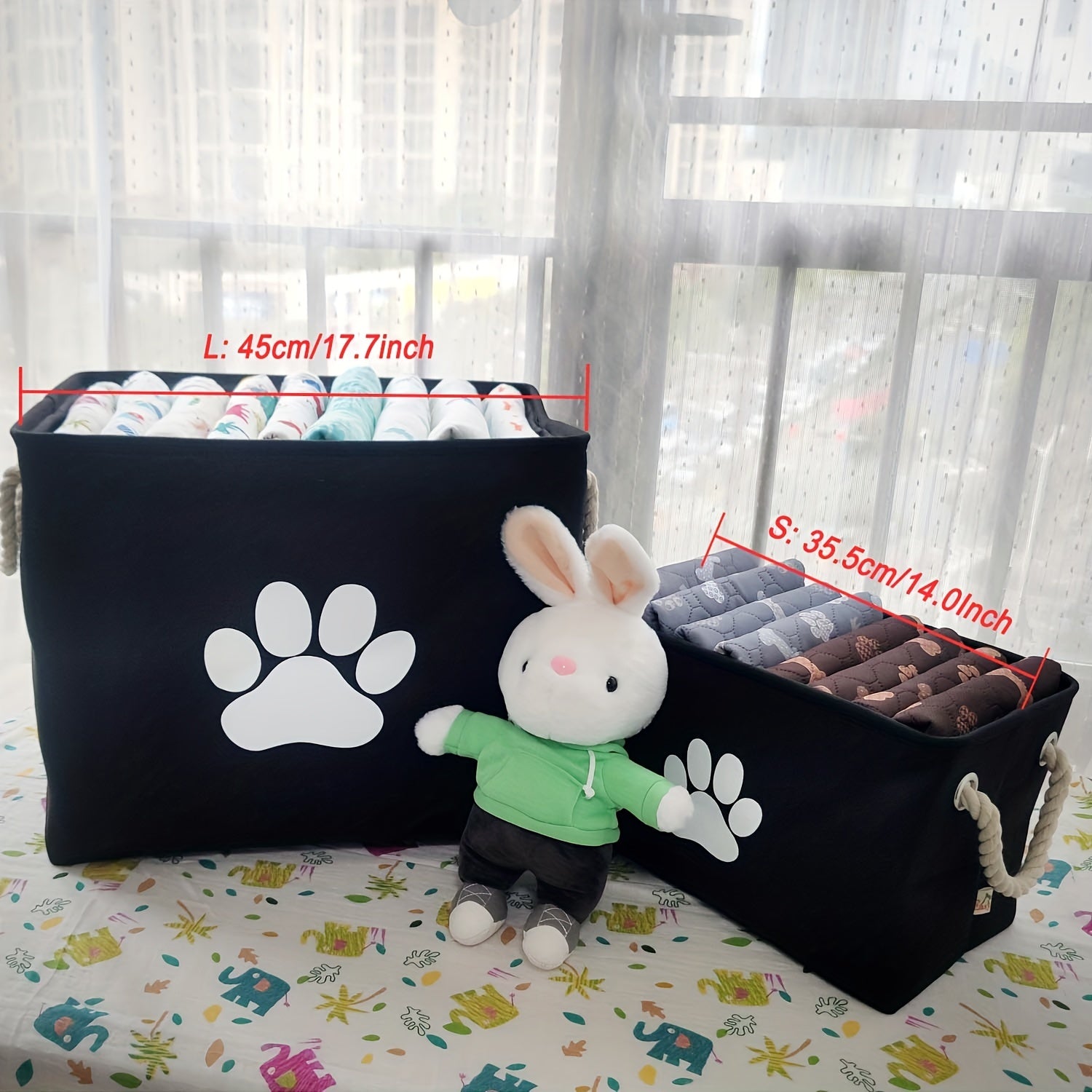 Collapsible Polyester Organizing Basket Large Storage Bin For Pet Toy