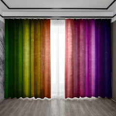 Dark Rainbow Curtains Set of 2 Rod Pocket Kitchen Cafe Living Room Decor