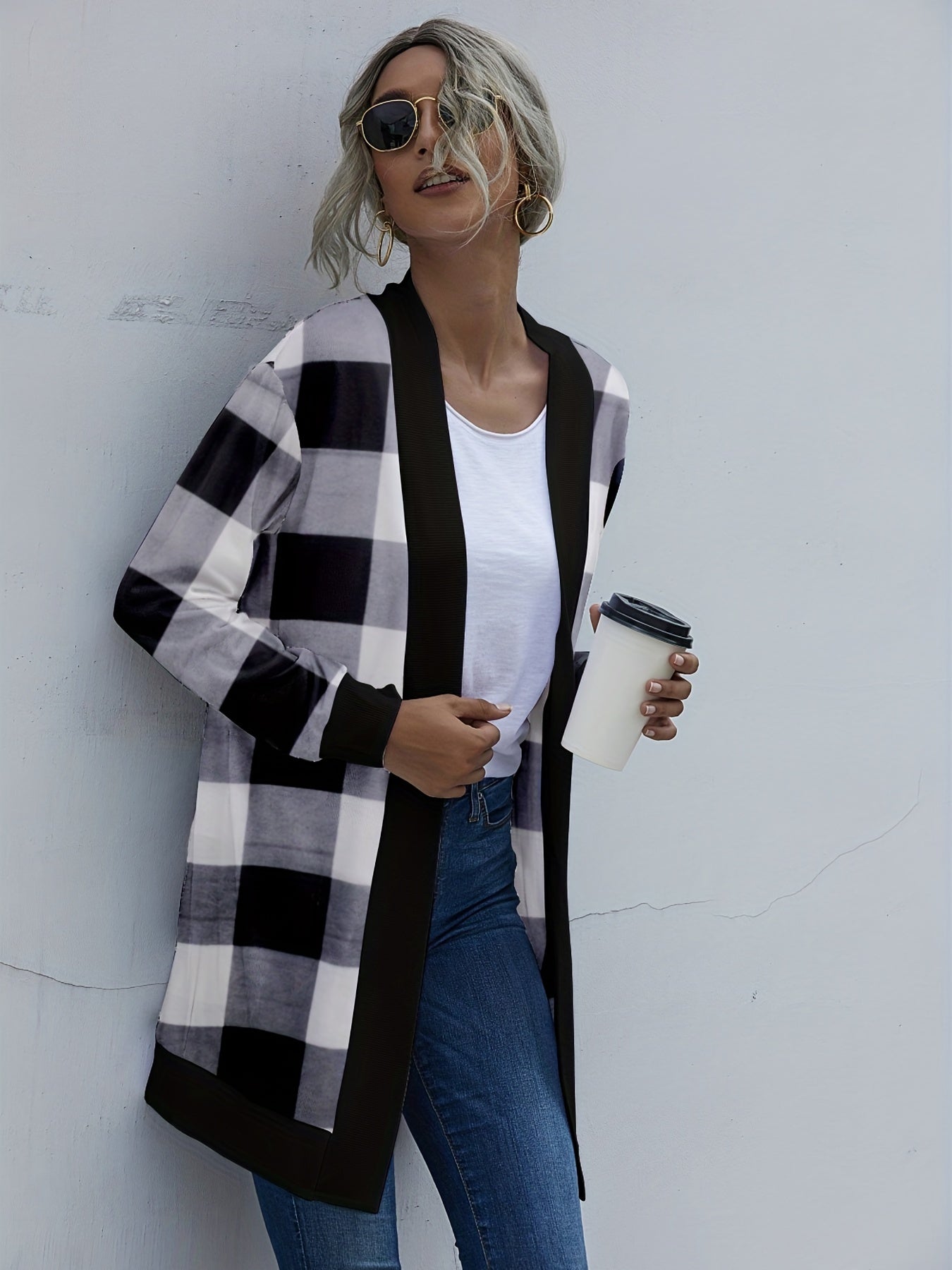 Graphic Print Knit Cardigan for Women