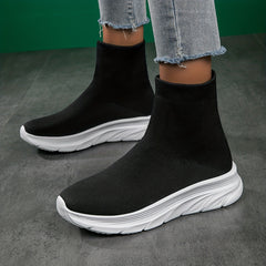Women's High Top Slip On Sock Sneakers Breathable Knit Shoes
