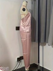 Satin Pajama Set Criss Cross Cami & Elastic Waistband Pants