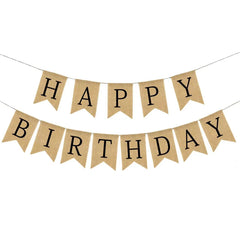 Happy Birthday Burlap Tuxedo Flag Party Pull Banner