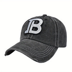 Distressed Washed Cotton Embroidery Baseball Cap Women