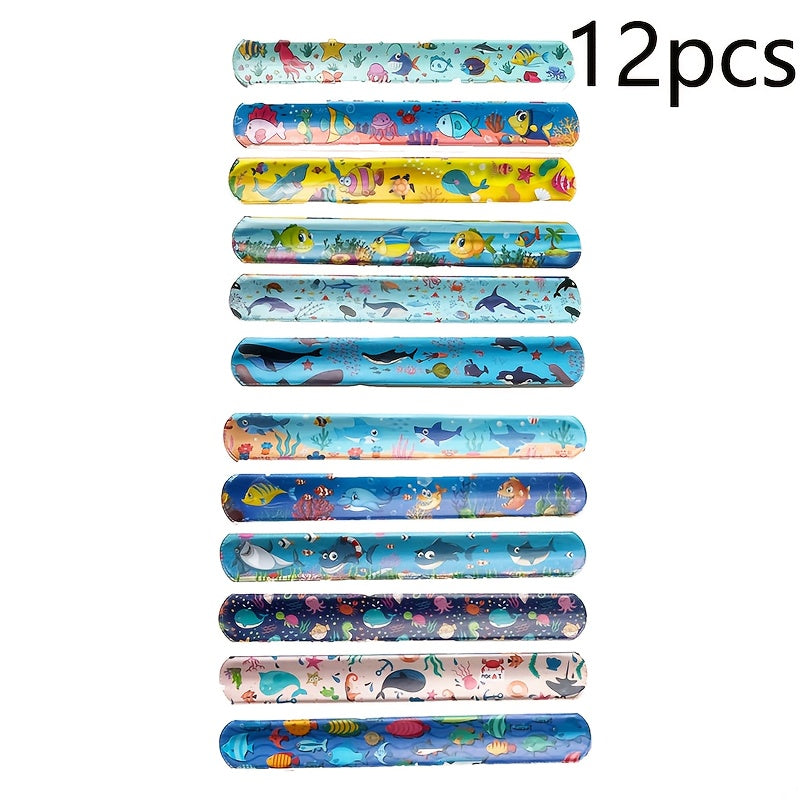 12pcs Marine Animal Theme Bracelets - Underwater World Dolphin Shark Ocean Party