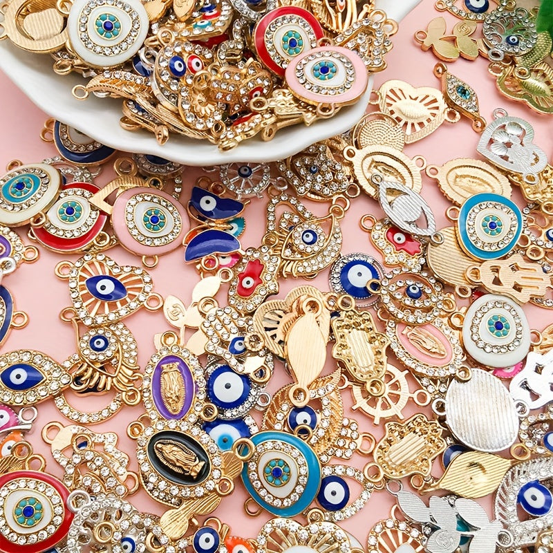 12pcs Mixed Alloy Devil's Eye Enamel DIY Jewelry Charms Halloween