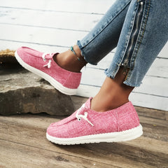 Women's Lace Up Flat Loafers Lightweight Anti-skid Canvas Shoes