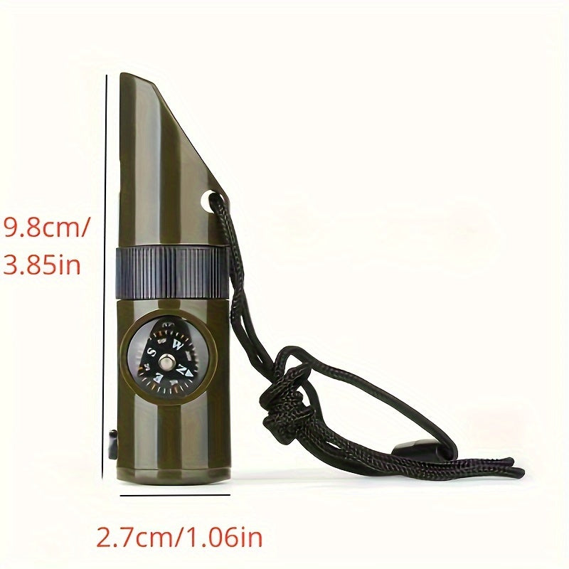 Outdoor 7 in 1 Survival Whistle SOS Emergency Rescue With Compass Thermometer