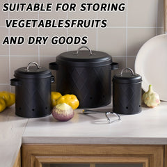 3pcs Set Metal Food Storage Container for Potatoes Onions Bread Coffee Beans