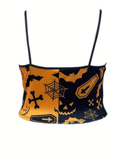 Colorblock Graphic Print Halloween Cami Top