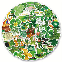 60PCS Shamrock St Patrick's Stickers Vinyl Waterproof Stickers Decals