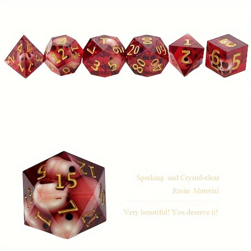 7pcs Resin Skull Polyhedron Dice Set For Board Game