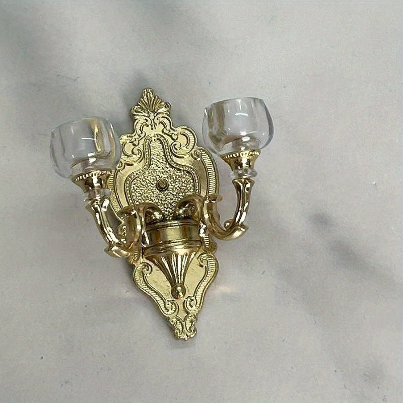 1:12 Dollhouse Wall Light & Golden Alloy Bedroom Ornament Mini House Decor