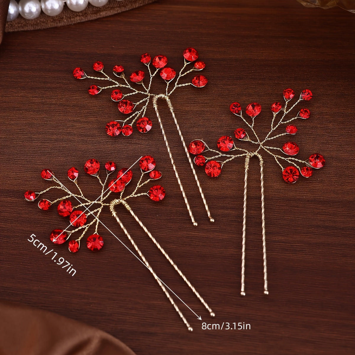 Bridal Hair Accessories 3pcs Handcrafted Rhinestone Hairpins