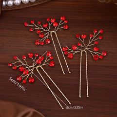 Bridal Hair Accessories 3pcs Handcrafted Rhinestone Hairpins
