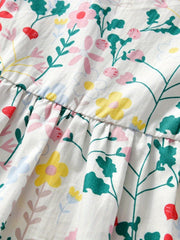 Short Sleeve Floral Dress for Toddler Girls - Summer Cotton Casual Dress