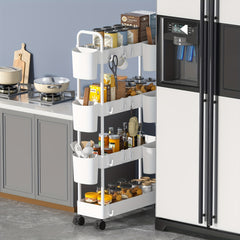 Kitchen Storage Slim Rack Small Cart Movable Living Room Plastic Storage Rack