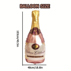 Champagne Bottles And Goblet Wine Glasses Balloons 91 Golden Pop Decoration