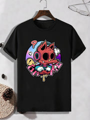 Men's Cartoon Wolf Monster Pattern T shirt - Active and Breathable Tee