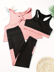 Colorblock Sports Set Bra Tank Leggings