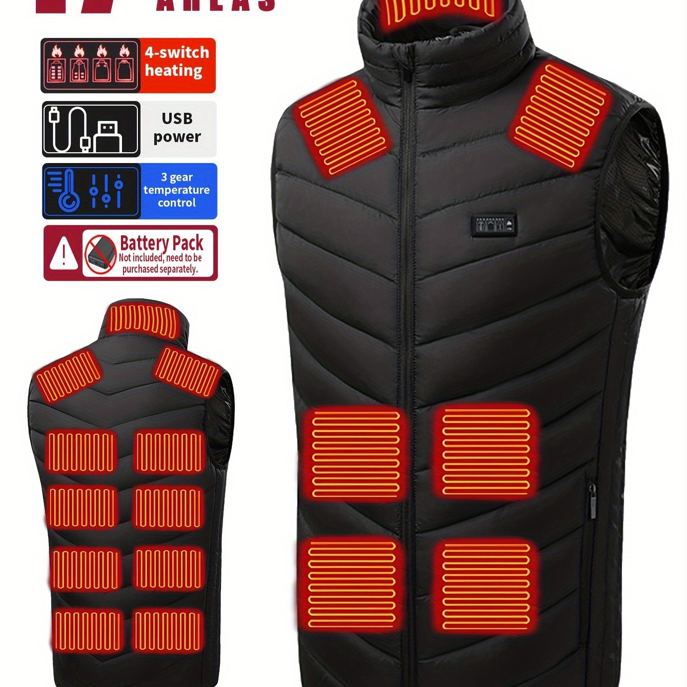 Men's Heated Vest for Outdoor Activities and Hiking