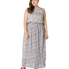 Sleeveless Snakeskin Print Maxi Dress Women's Plus Sexy Long Dress