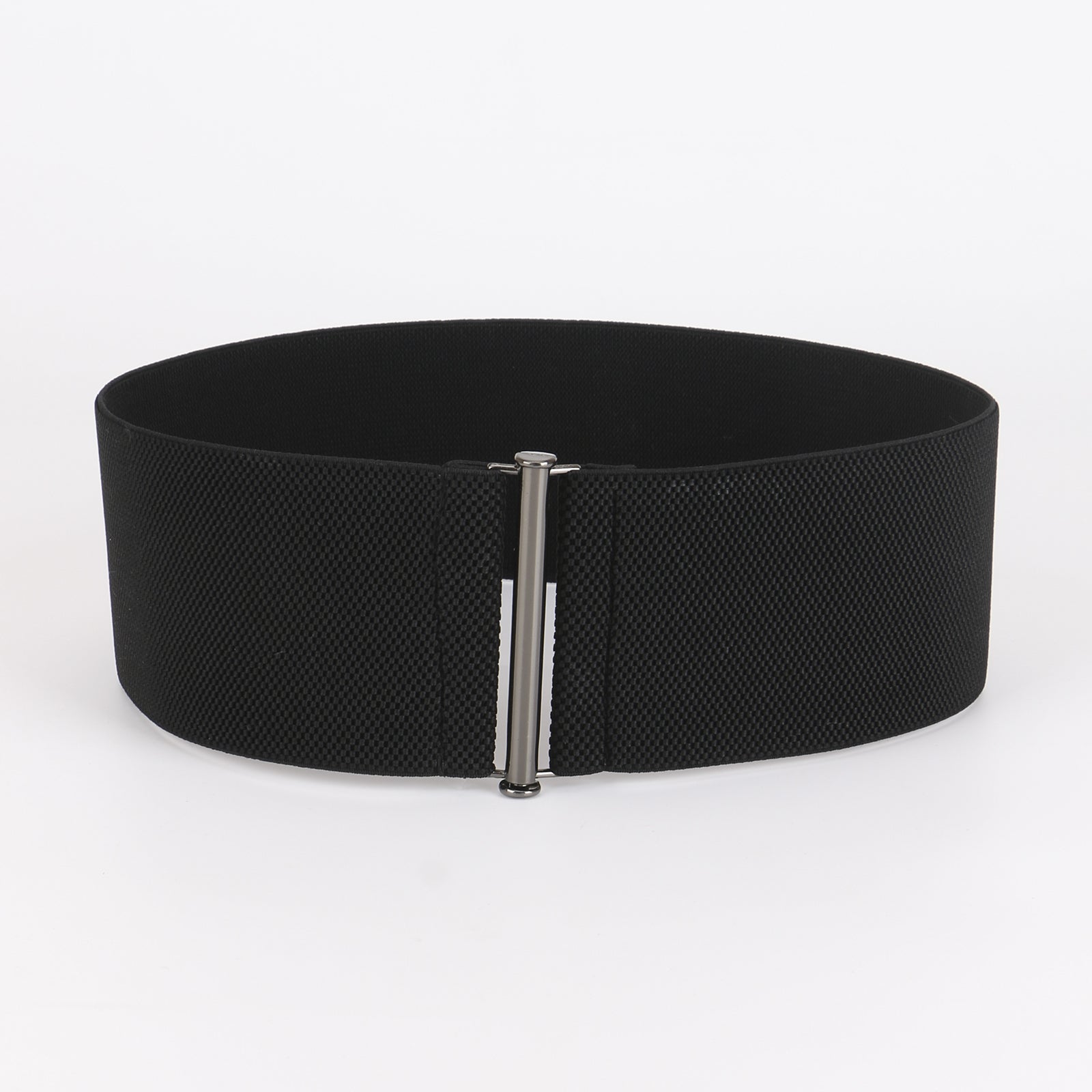 Women Elastic Waist Belt Metal Buckle Solid Wide Corset Belt