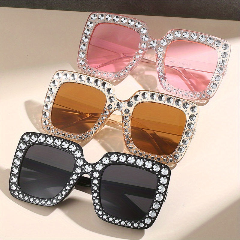 Rhinestone Square Sunglasses UV400 Sun Shades Glasses