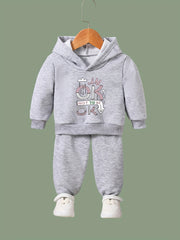 2pcs Cloud Print Hoodie Jogger Set for Girls