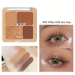 4 Color Geometric Eyeshadow Palette, High Pigmented, Pearly Finish