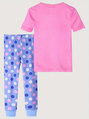 Kid's Polka Dots Pajama Set Short Sleeve Top & Pants Cartoon Animal Loungewear