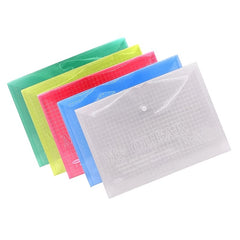 10pcs A4 Transparent Plastic Envelope Document Bag with Snap Buttons