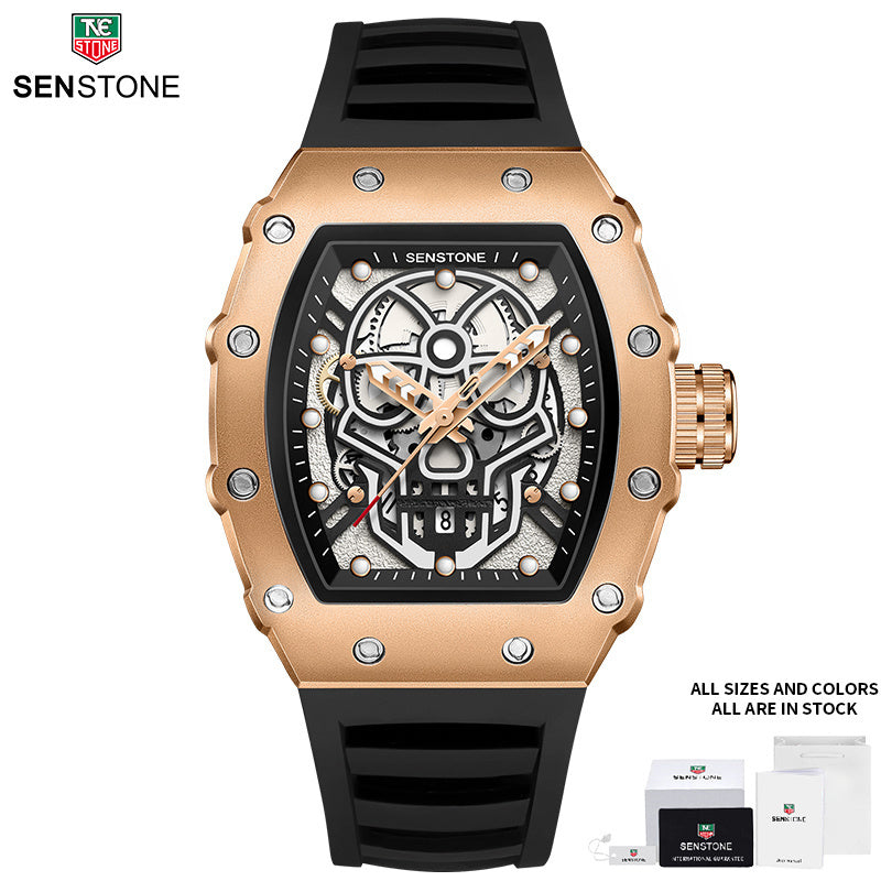 SENSTONE Men's Watch Waterproof Stainless Steel Sports Square Tonneau Watches