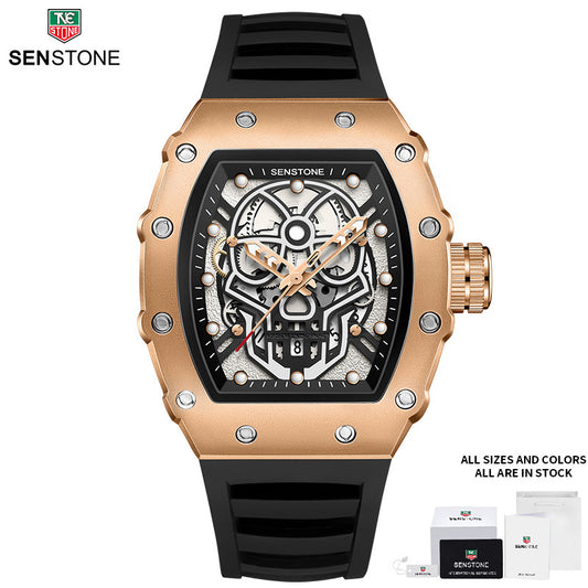 SENSTONE Men's Watch Waterproof Stainless Steel Sports Square Tonneau Watches