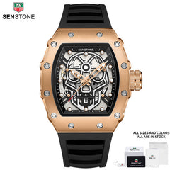 SENSTONE Men's Watch Waterproof Stainless Steel Sports Square Tonneau Watches