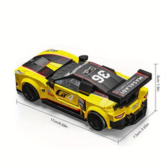 Yellow Racing Car Building Block Model Sports Supercar Ornament Toy Set