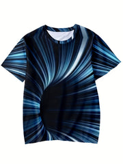 Boys' Striped Graphic T Shirt for Summer Outdoor Activities