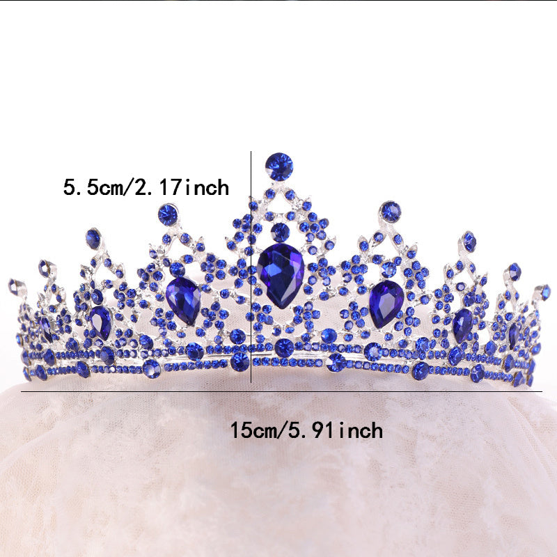 Rhinestone Crown Tiara Queen Style Headband for Prom Birthday Party