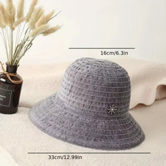 Striped Chenille Sun Hat Solid Casual Bucket Hats Casual Sunscreen Basin Hat