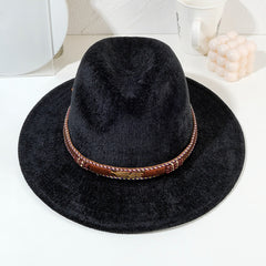 Woolen Fedora Hat With Tassel Belt Cowboy Jazz Cap
