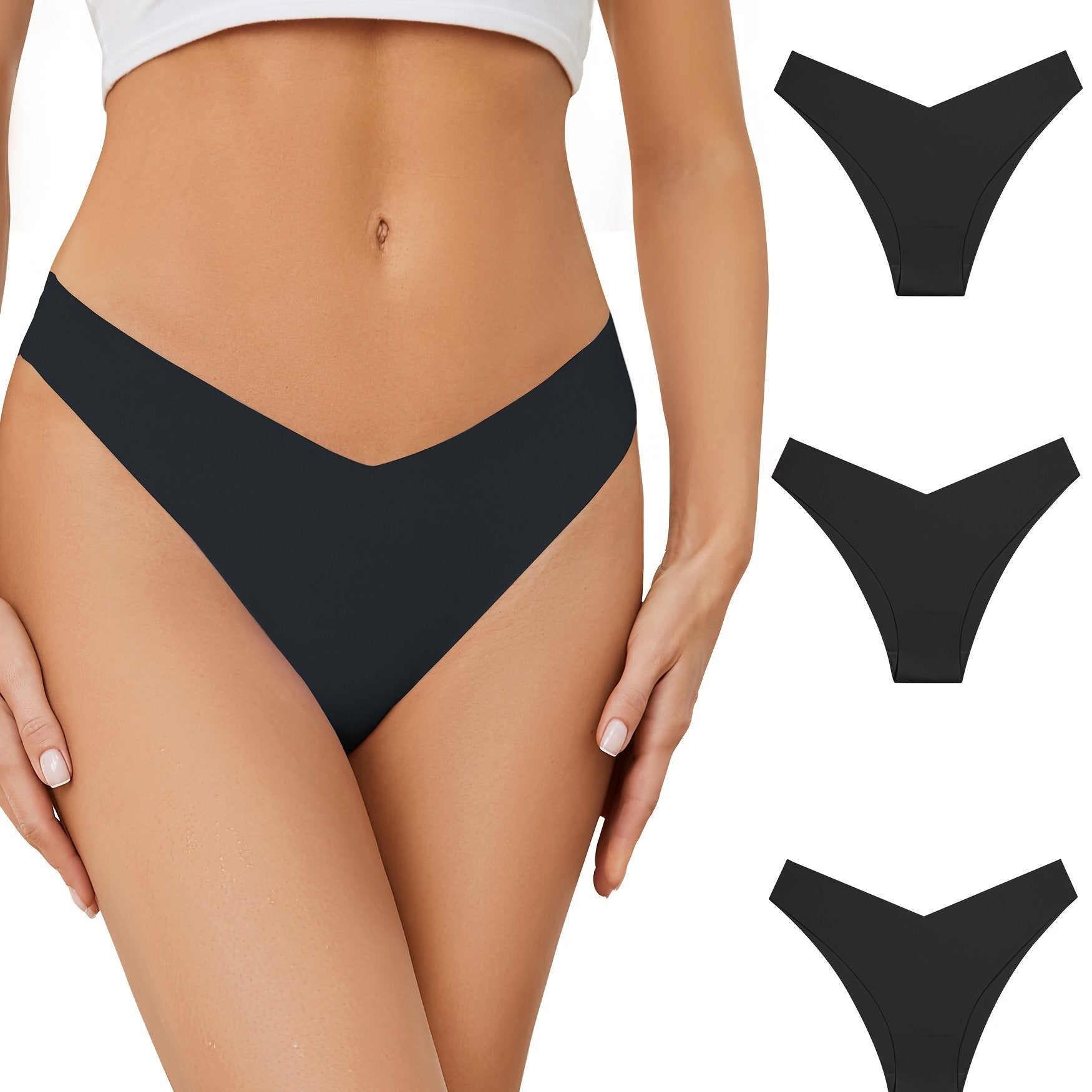 3pcs Seamless Solid Briefs Breathable Intimates Panties