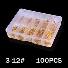 100pcs High Carbon Steel Offset Circle Hooks Strong Octopus Barbed Fishing Hooks
