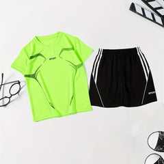 Boy's Quick Drying Sports Suit Breathable Two-piece Shorts & T-shirt Set