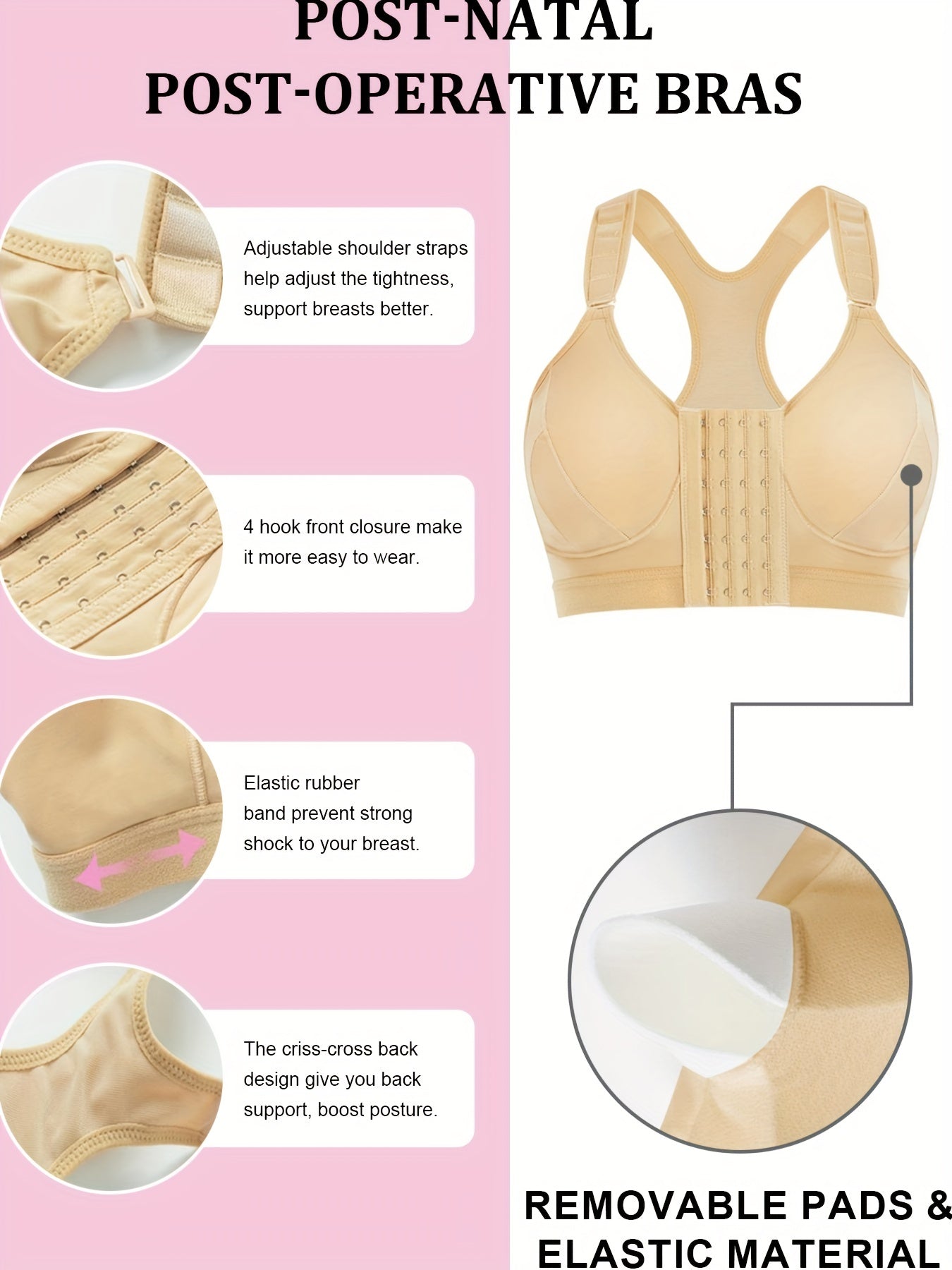Post Surgery Breast Removal Daily Bra Front Closure Sports Yoga Bra
