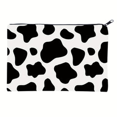 Cow Print Travel Makeup Bag for Women with Zipper