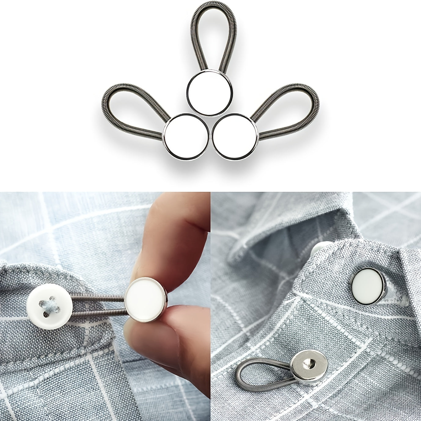 10pcs Metal Collar Buttons Extenders Elastic Neck Extender Wonder Button