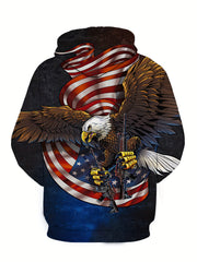 Eagle 3D Print Hoodie Men Graphic Loose Hooded Pullover Mens Clothing