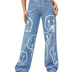 Loose Fit Non Stretch Baggy Denim Pants Women's Jeans