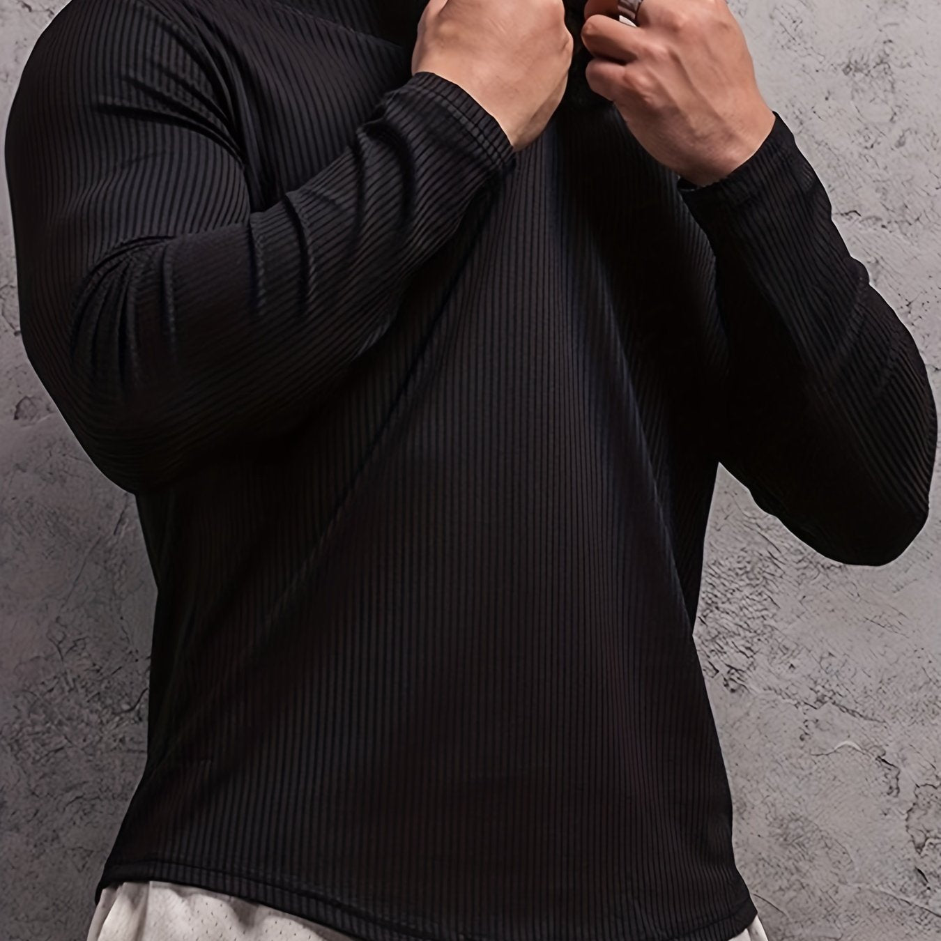 Men's Long Sleeve Workout Shirt Compression Top for Outdoor Gym Running Fitness