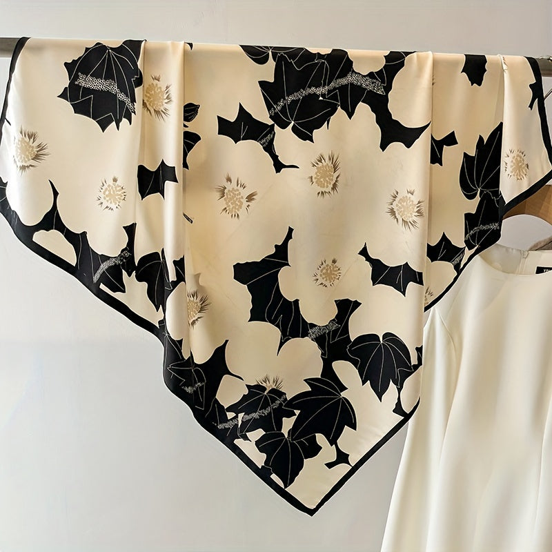 Camellia Print Bandana Shawl Block Square Scarf Head Wrap
