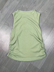 Ruched Mock Neck Tank Top Sleeveless Slim Fit Summer Top